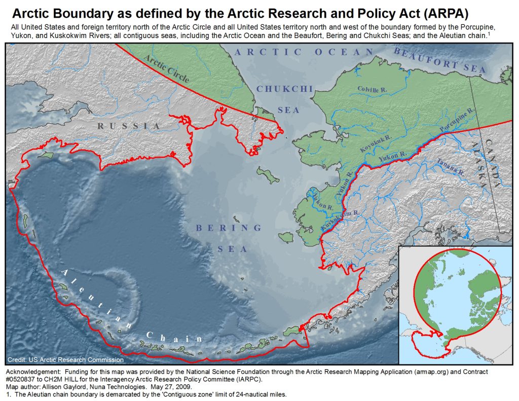 Arctic Boundary Map: Alaska with Polar Inset
